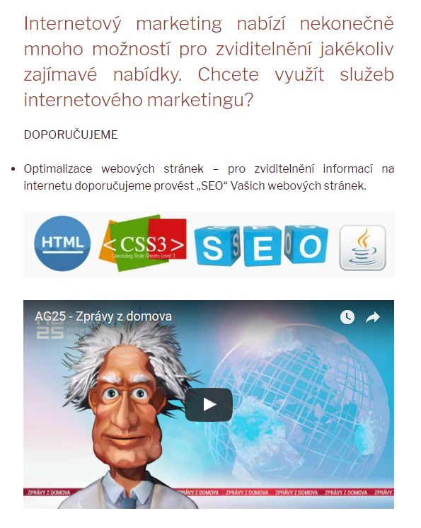 WEB – FOTO – MEDIA – SEO – VIDEO - Internetový marketing Plzeň