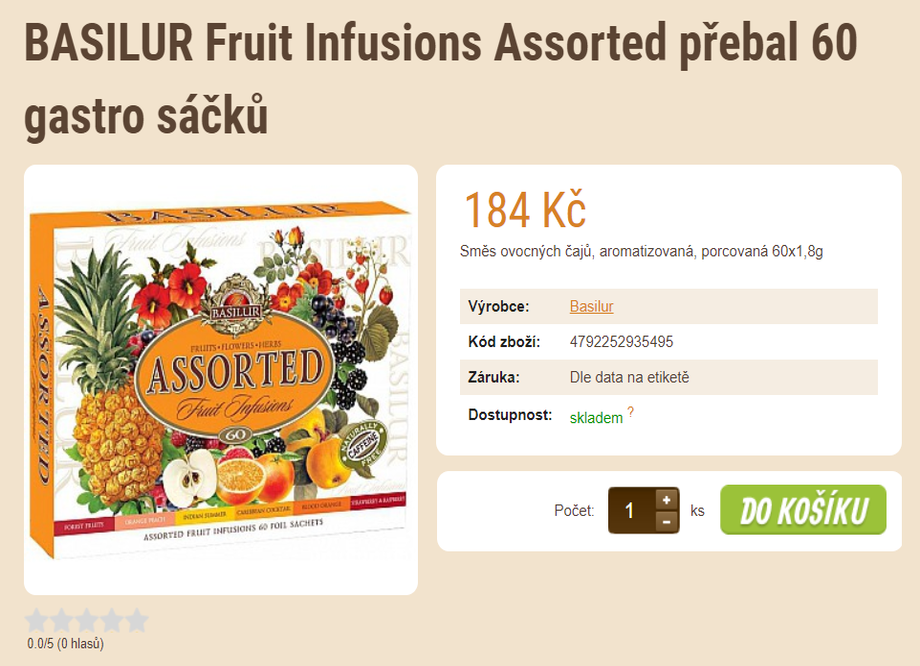 Prodej kávy - E-shop se zrnkovou kávou a čajem - BASILUR Fruit Infusions Assorted přebal 60 gastro sáčků