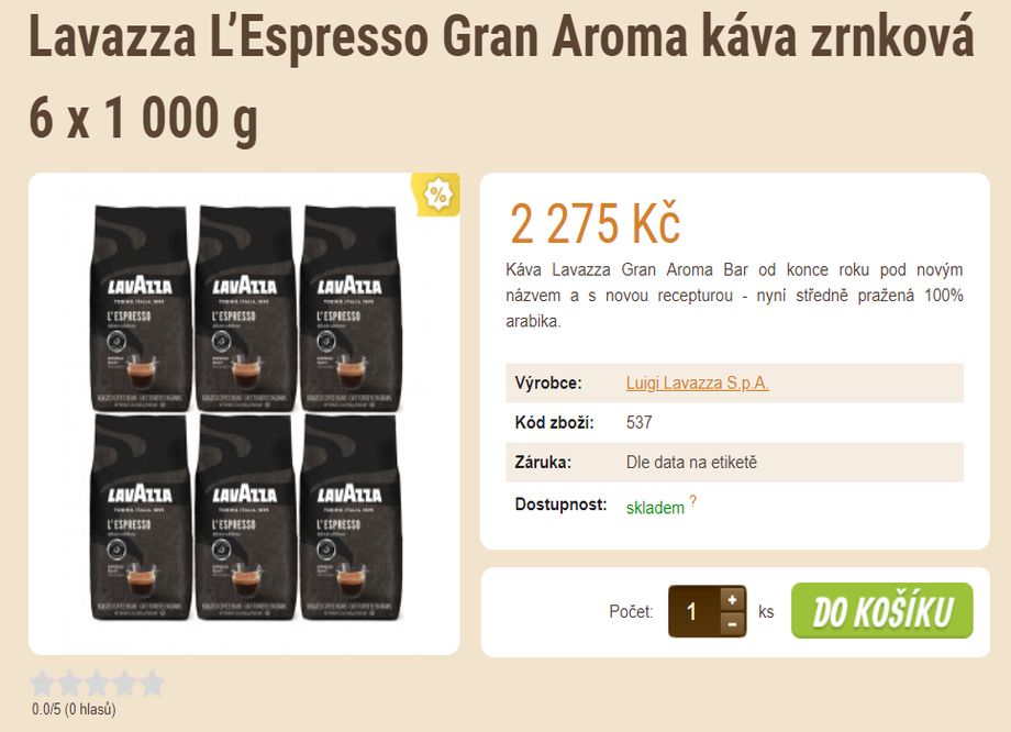 Prodej kávy - E-SHOP SE ZRNKOVOU KÁVOU A ČAJEM Plzeň