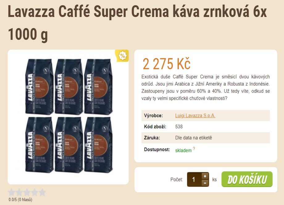 Prodej kávy - E-SHOP SE ZRNKOVOU KÁVOU A ČAJEM v Plzni