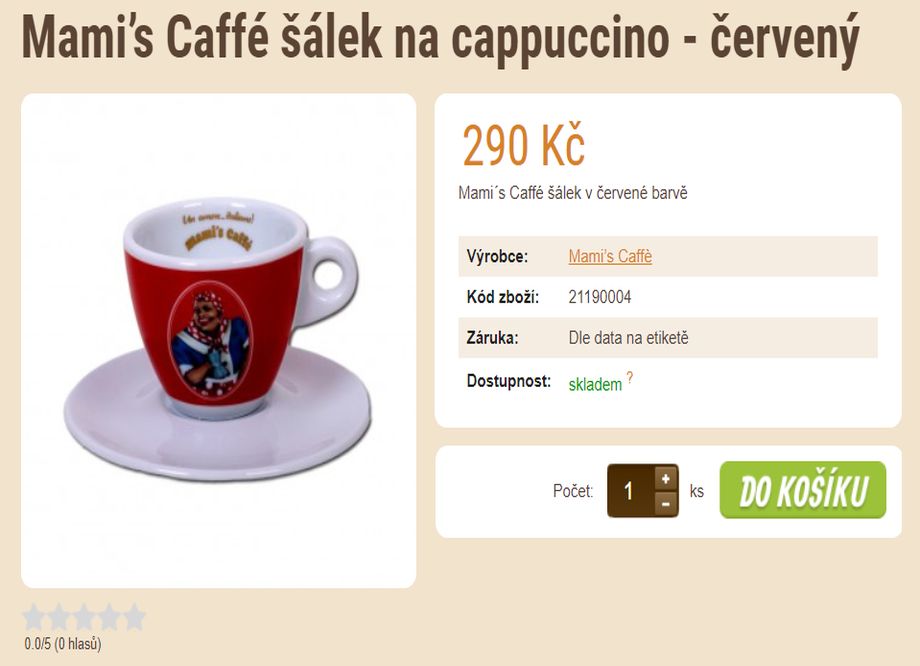 Prodej kávy - E-shop se zrnkovou kávou a čajem - Mami’s Caffé šálek na cappuccino - červený